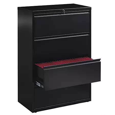 36 w 4 drawer steel lateral file cabinet black|36 metal lateral file cabinet.